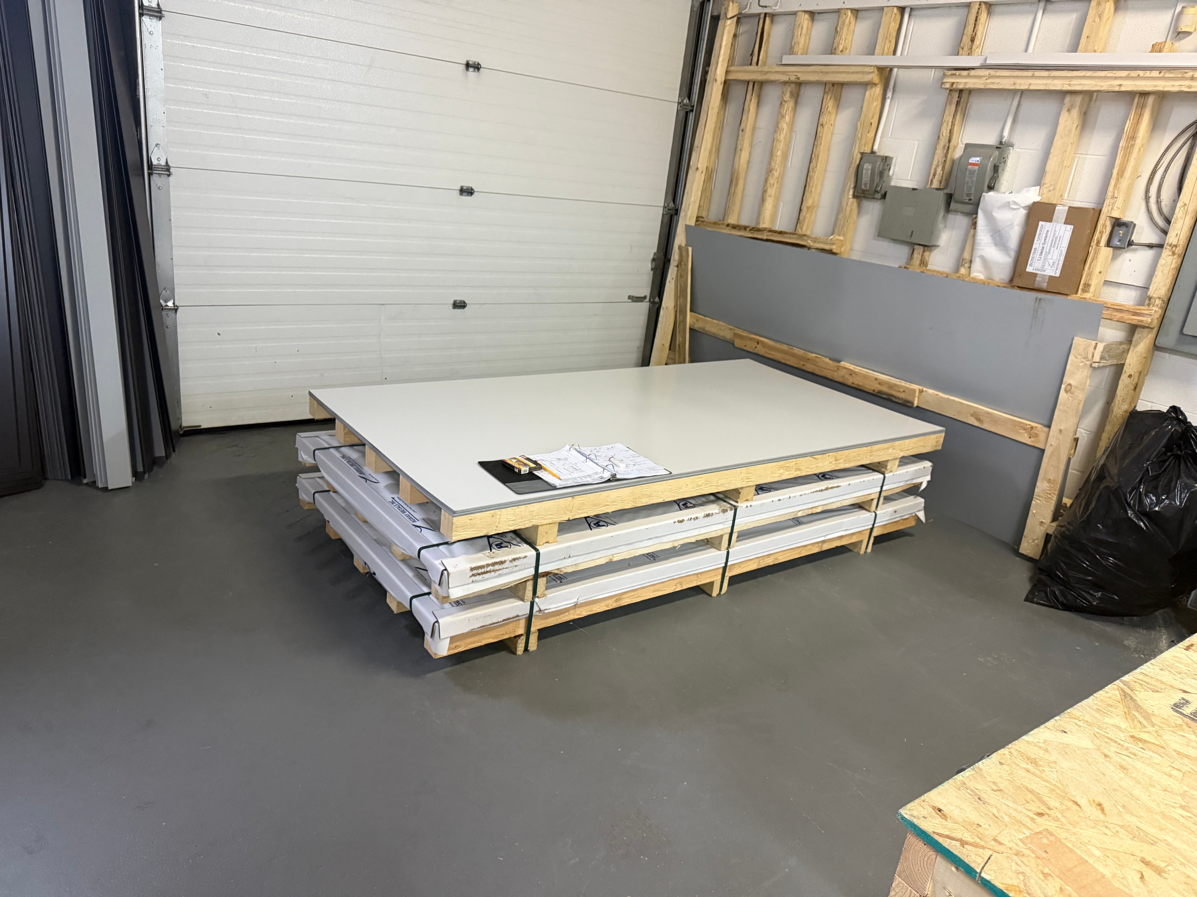 Custom Eavestrough Profile — Grey, Shop Bench Fabrication — Primus Sheet Metal Corp. GTA