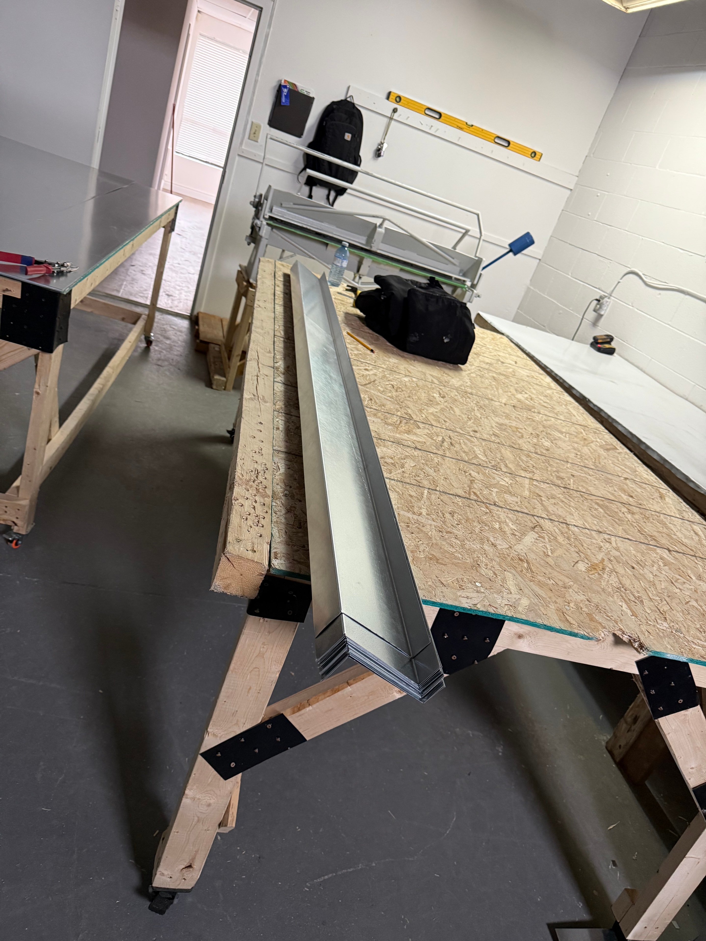 Sheet Metal Fabrication Shop — Work Tables with Metal Stock — Primus Sheet Metal Corp. GTA