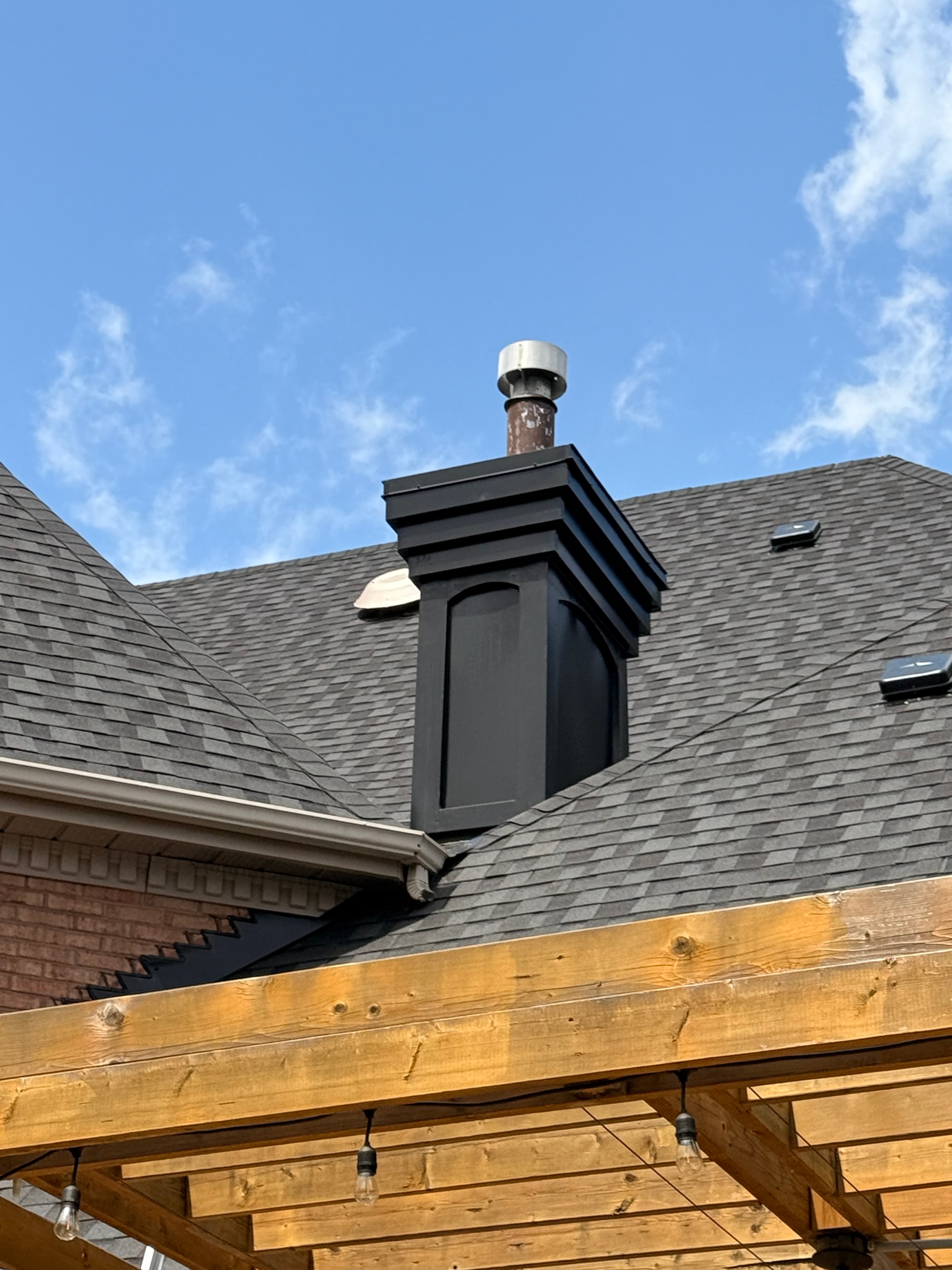 Custom Sheet Metal Chimney Cap — Black, Residential Installation — Primus Sheet Metal Corp. GTA