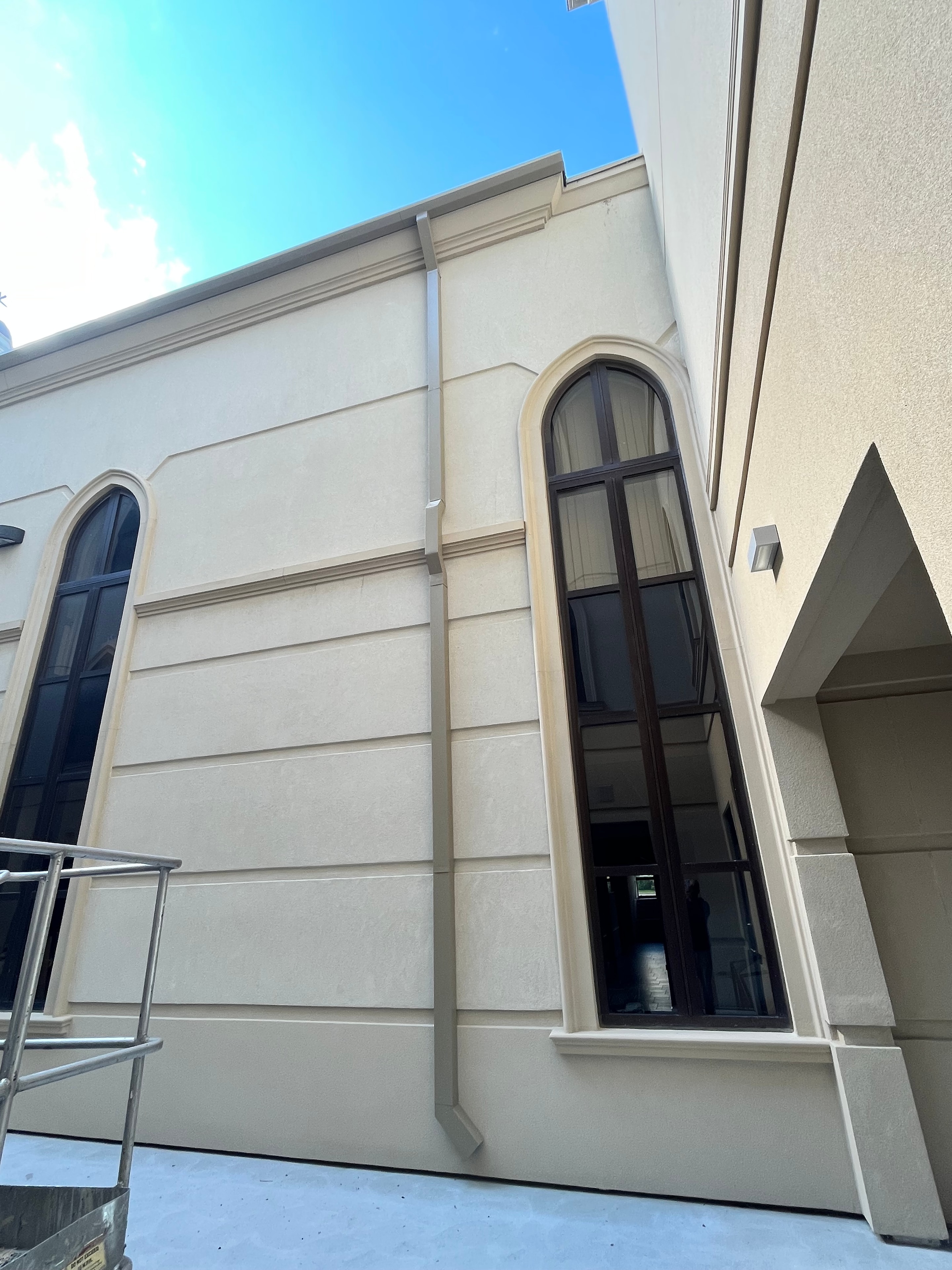 White Eavestrough Installation — Commercial Brick Building, Rooftop View — Primus Sheet Metal Corp. GTA