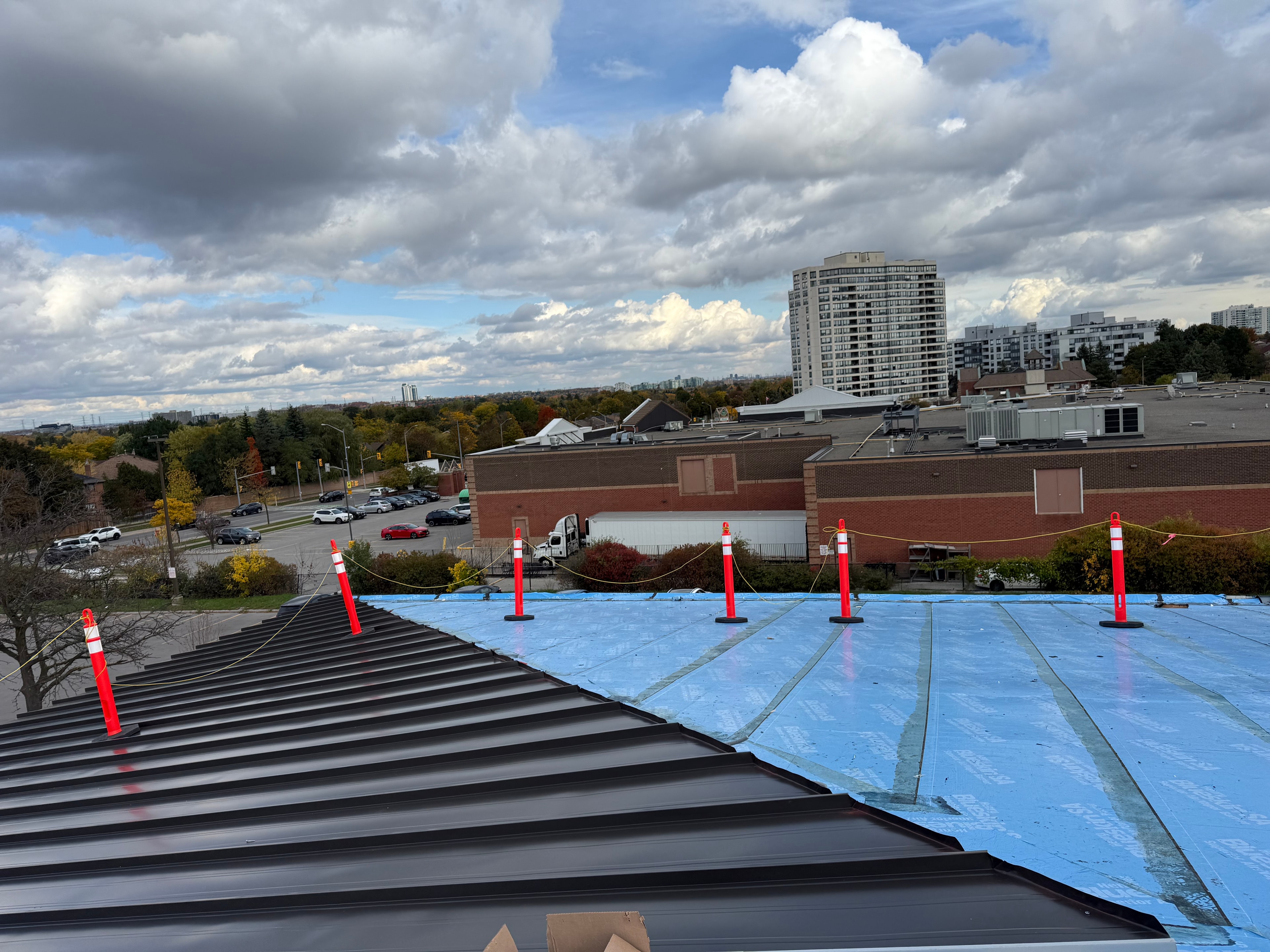 Commercial Roof — Underlayment & Safety Posts — Primus Sheet Metal Corp. GTA
