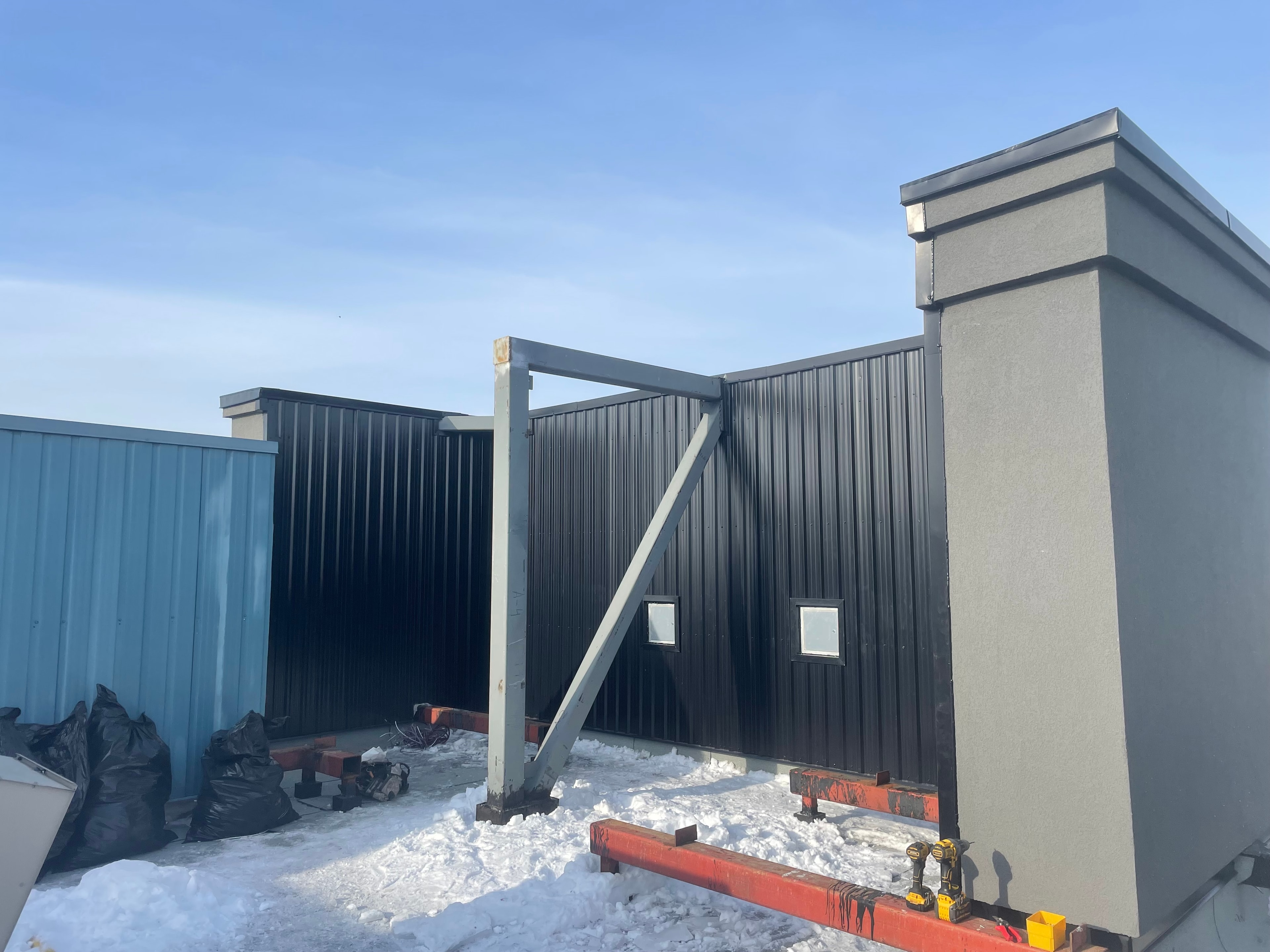 Rooftop Mechanical Enclosure — Dark Corrugated Cladding — Primus Sheet Metal Corp. GTA