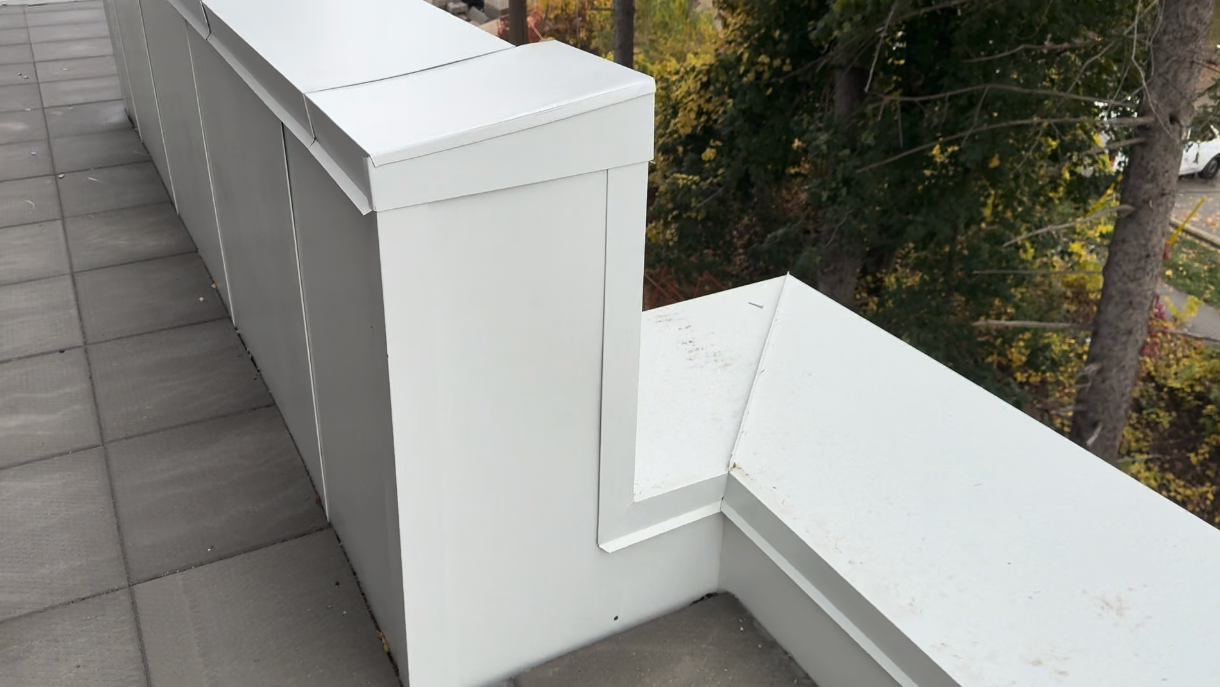 Custom Metal Coping — Parapet Corner Detail — Primus Sheet Metal Corp. GTA