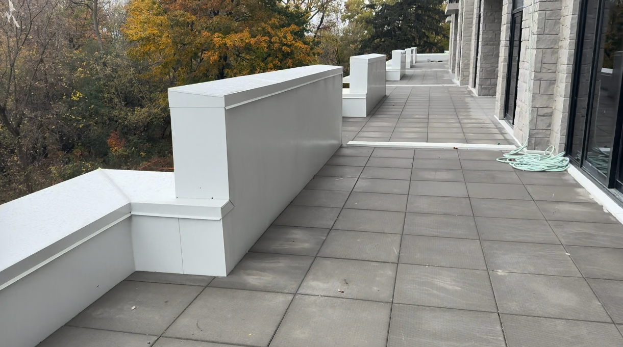 White Metal Coping — Rooftop Terrace, Long Run — Primus Sheet Metal Corp. GTA