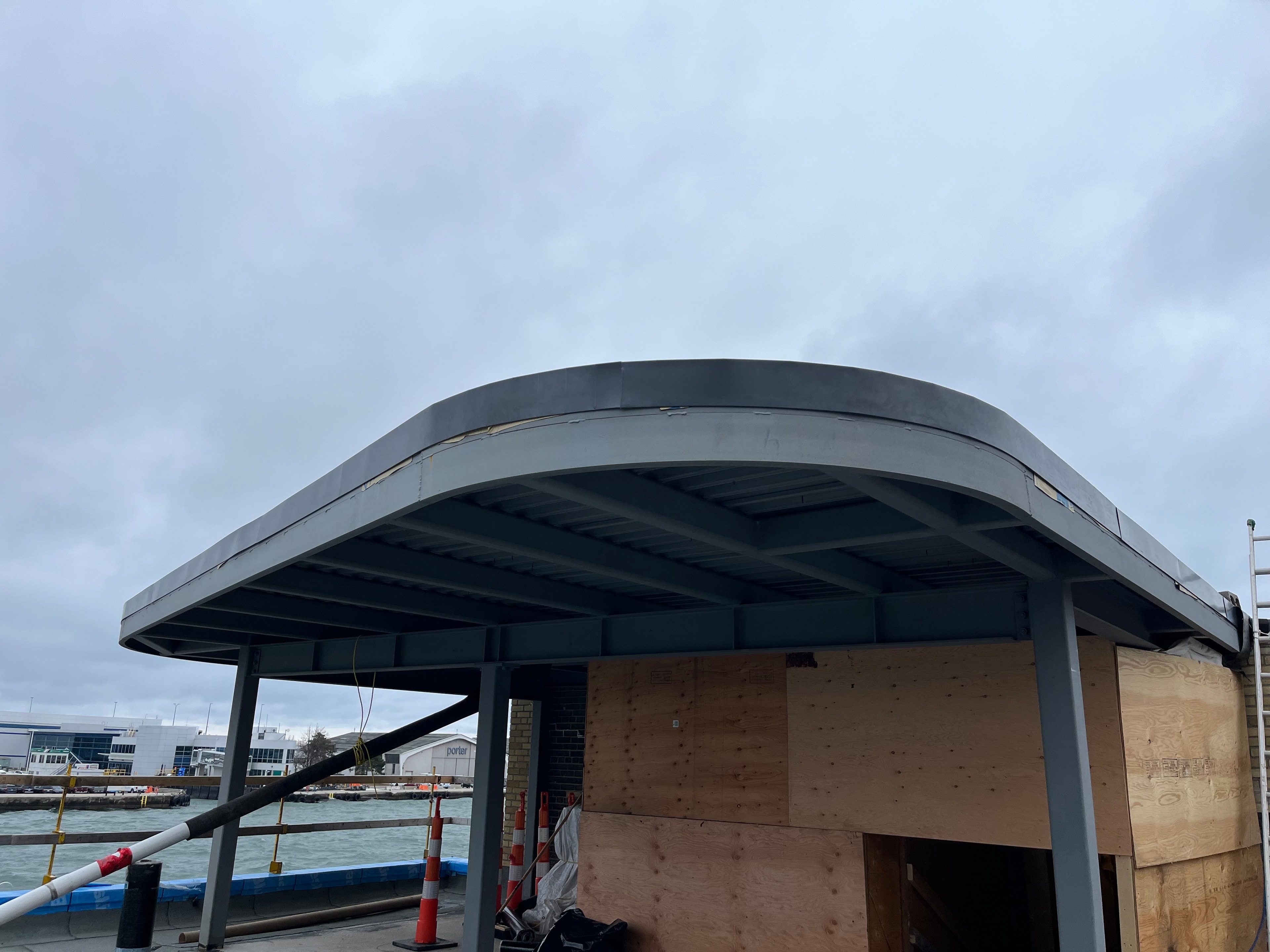 Custom Curved Metal Soffit — Waterfront Structure — Primus Sheet Metal Corp. GTA