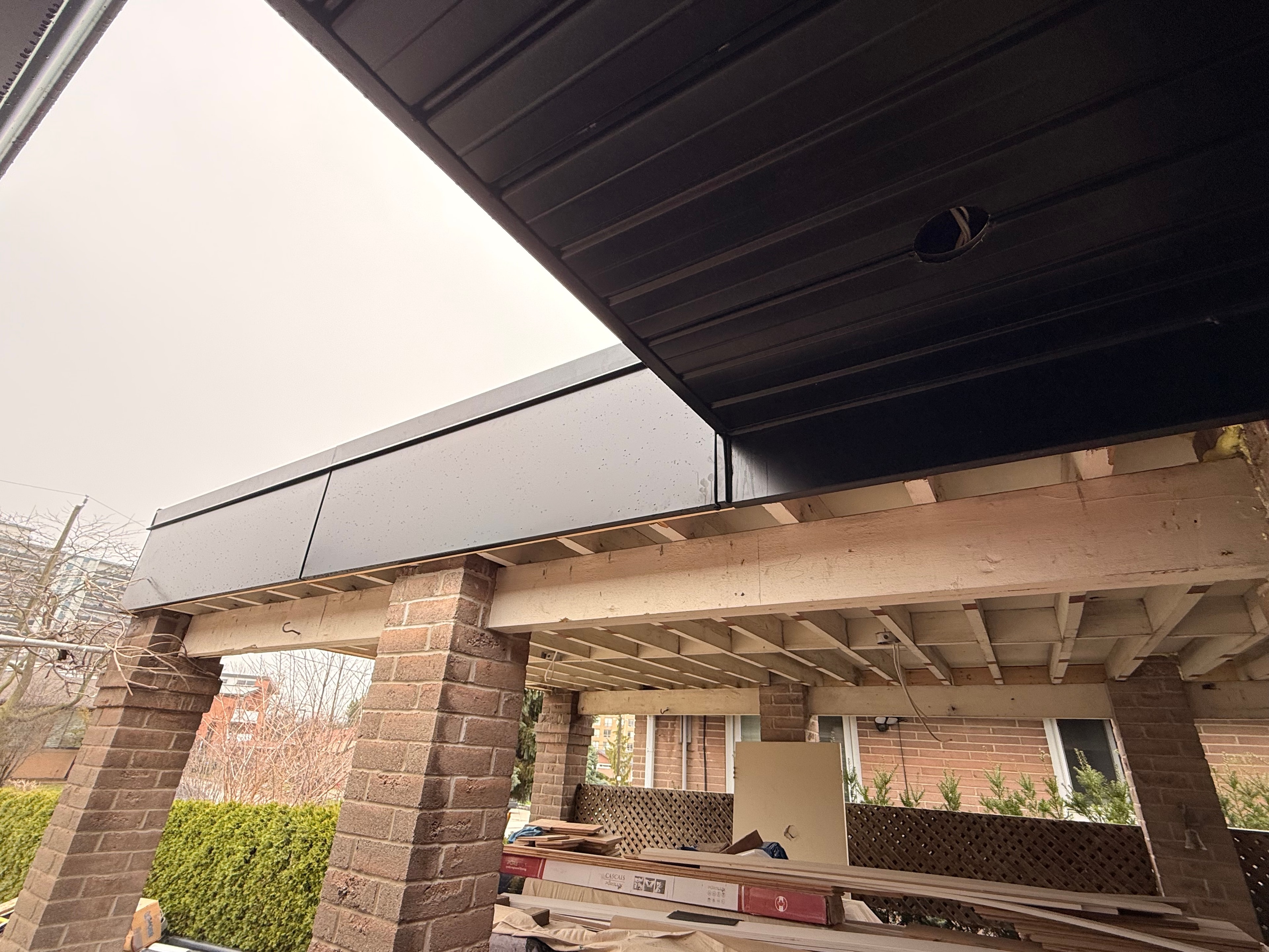 Dark Metal Soffit — Pergola Canopy, Under View — Primus Sheet Metal Corp. GTA