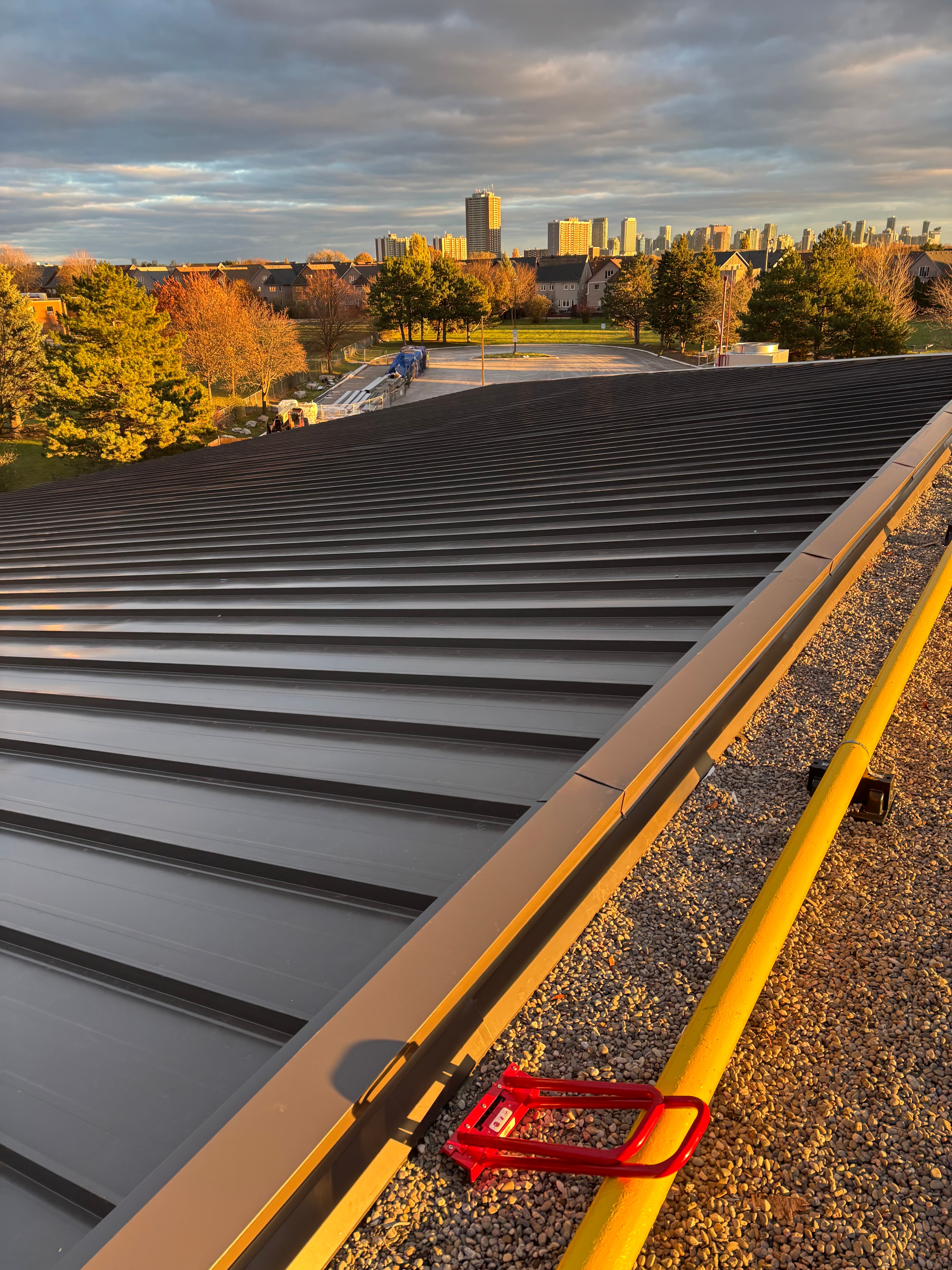 Large commercial metal roof — installation in progress, GTA